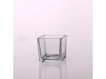 Cuboid clear glass tealight holder