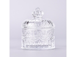 定制设计皇冠带盖的玻璃蜡烛容器