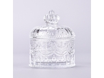 Custom crown design glass candle container with lid