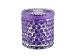 定制标志紫色玻璃闪光玻璃烛台家居装饰蜡烛罐与盖子