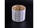 Diamond embossed square white glass candle holder
