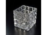 Diamond square crystal glass candle jar