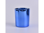 Portavelas de vidrio de cilindro azul galvanizado