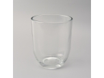 Elliptical clear glass candle holder