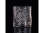Flower pattern sculpture glass candle holder