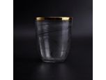 Glass candle holder with black cloud dust effect