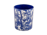 Glass vessels for candles white printing dust with bule candle container