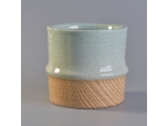 Świecznik ceramiczny z drewnianym dnem, ceramiczny