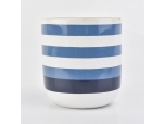 高品质的混凝土蜡烛罐与手绘蓝色