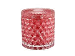 High quality red home decoration candlestick storage candle glass jar with lid
