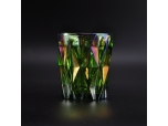 Lozenge effect colorful glass candle vessel