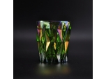 Lozenge effect colorful glass candle vessel