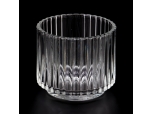 豪华12.5OZ垂直条纹玻璃蜡烛罐装饰