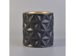 Tarro de cerámica en relieve negro mate de cerámica con forma de vela