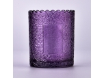 Luxury custom 255ml purple pattern glass candle holder