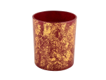 Luxury customized gold printing dust and red glass candle jar,Round Glass Candle Jar