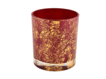 豪华定制金色印刷灰尘和红色玻璃蜡烛罐