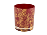 Luxury customized gold printing dust and red glass candle jar