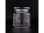 Tarro de vela de vidrio transparente de 600 ml de diseño de lujo con tapa