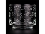 Patrones de forma de hoja de frasco de vela de vidrio transparente vacío de lujo