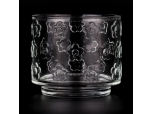 Luxury empty clear glass candle jar leaf shape patterns