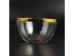Luxury glass bowl candle holder with golden decoration