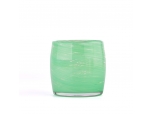 Luxury green striped glass candle jar for home decor