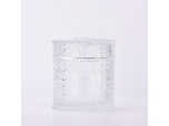Luxury home custom 16oz glass candle jar with lid flower pattern