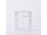 Luxury home custom 16oz glass candle jar with lid flower pattern