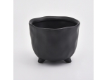 Jarra de cerámica negra mate con base de vela de cerámica con patas Decoración del hogar
