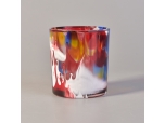 Oil paint effect Monnai color glass candle holder