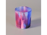 Oil paint effect color glass candle holder