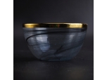 Plated rim glass candle holder bowl