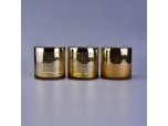 Plating half frosted gold cylinder glass candle holder