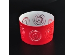 Red hollow flower ceramic round tealight holder
