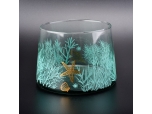 Candelero de cristal de huracán de la calcomanía del patrón del mundo marino