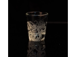 Short glass cup with printing