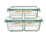 Stock Goods Separate Divider Glass Bowl with Lid