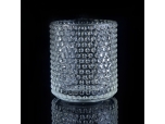 Wave point embossed glass candle holder