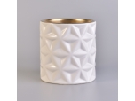 White Embossed Ceramic Candle Holder with Golden Inside