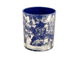 White printing dust with bule unique candle jars wholesale