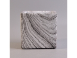 water transfer printing light color square concrete candle holder