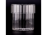 Wholesale 18oz vertical line glass candle jar with lid