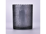 Wholesale 255ml pattern smoke gray glass candle holder