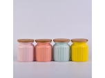 Wholesale blue containers ceramic colored candle jar with cork lids