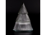 批发圣诞树形状垂直线玻璃蜡烛罐带盖子的家庭装饰