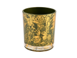 Wholesale home gold green glass candles container matte candle vessels for decorative