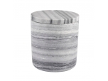 Wholesale nordic marble ceramic candle holder decorative cylinder ceramic candle jar lid