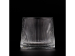 批发流行6oz空玻璃烛台垂直条纹透明玻璃罐