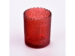 Wholesale red color 255ml glass candle holder